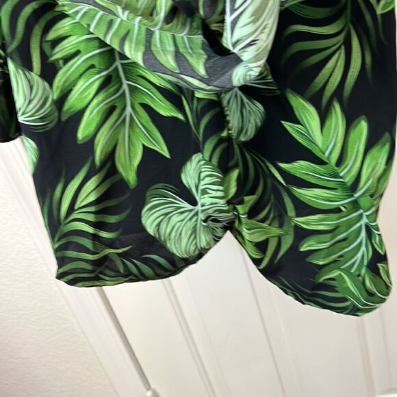 Shein XL Tropical Palm Short Romper Flowing Dress On Off Shoulder Elastic Chest - Picture 5 of 8